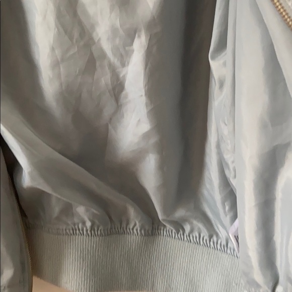 Light Blue Silk Bomber Jacket Plus Size - Picture 6 of 7